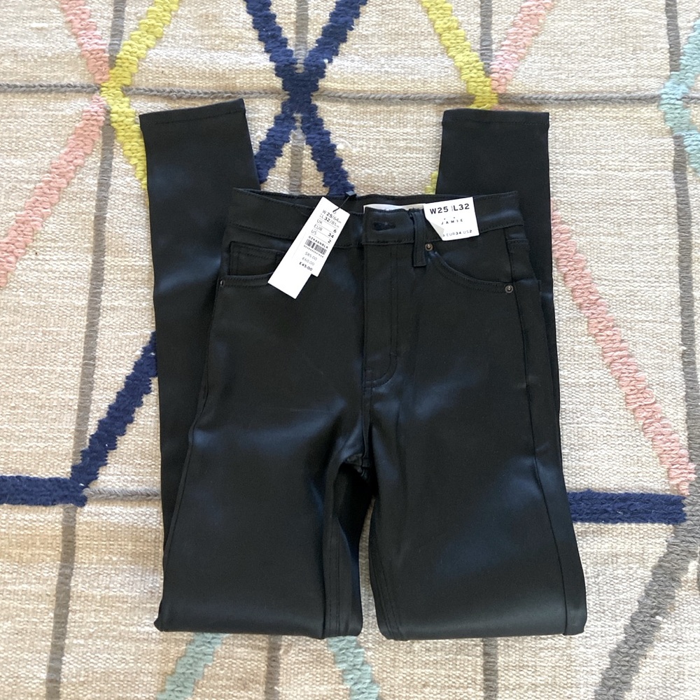 black satin jeans